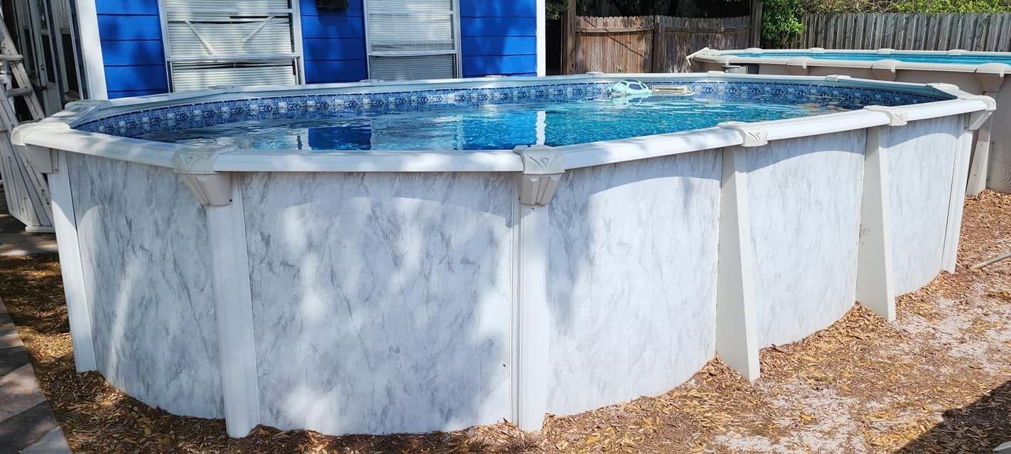An above ground pool
